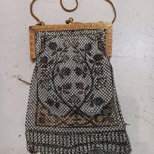 Vtg. Art Deco Mandalian Mesh Purse With Beads